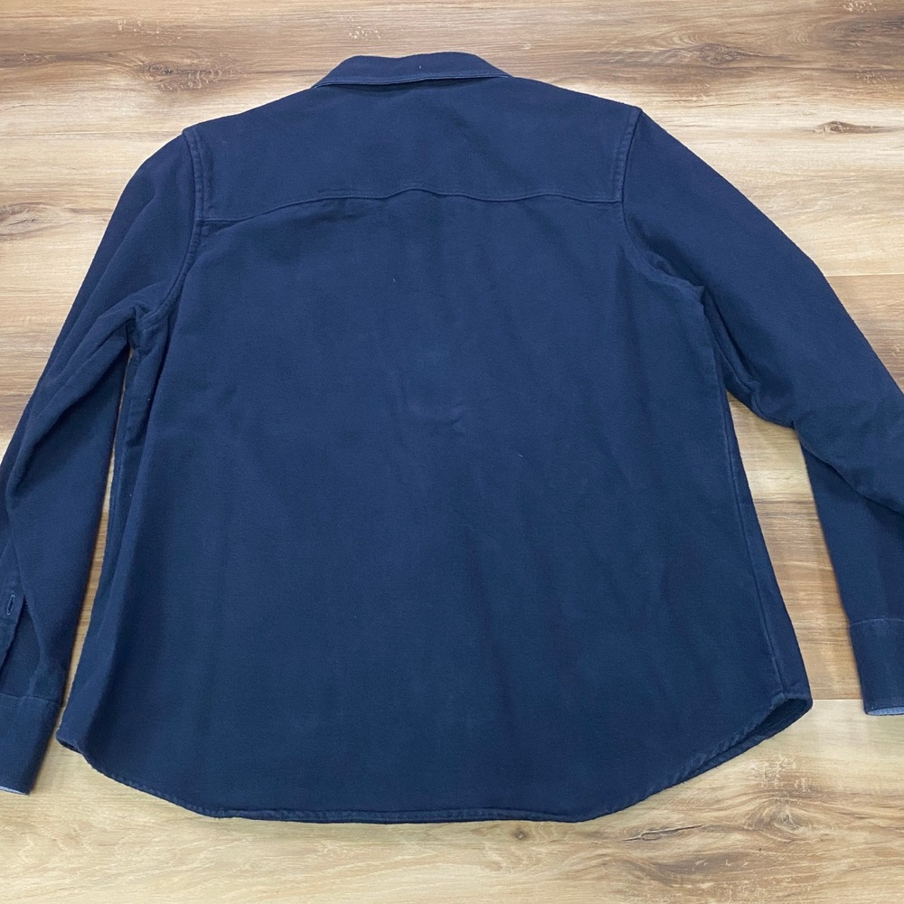 L.L. Bean Chamois Flannel Shirt Size M Petite Cotton Button Up Navy Blue 506159 - Picture 8 of 8